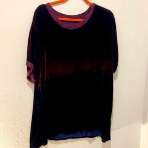 Johnny Was Velvet Short Sleeve Tee - Purple and Black